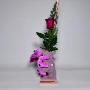 CASTELL AMB DRAC ESCALADOR ROSA